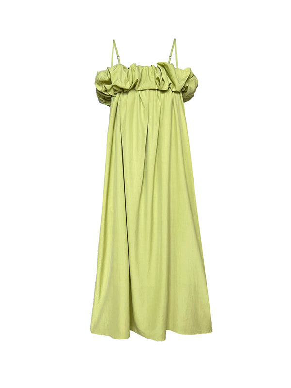 Loose Sleeveless Elasticity Pleated Color Split-joint Off-the-shoulder Maxi Dresses