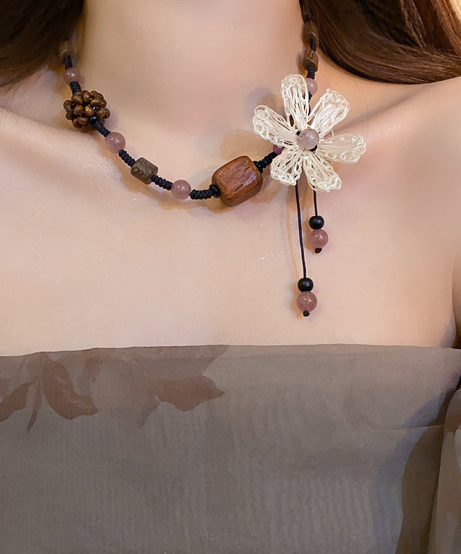 Handmade Coffee Resin Beading Tassel Pendant Necklace