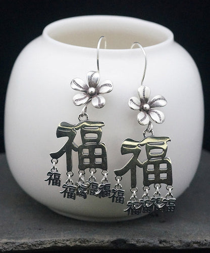 Silk Sterling Silver Blessing Tassel Drop Earrings