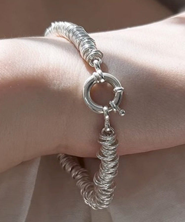 Original Design Silk Sterling Silver Circle Chain Bracelet