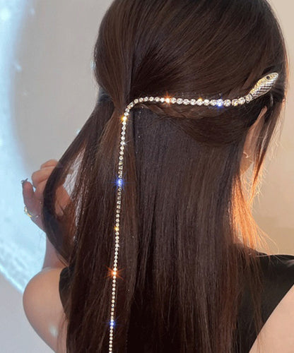 Fine Gold Alloy Zircon Serpentine Tassel Hairpin
