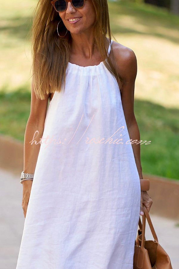 Down by the Cove Linen Blend Halter Maxi Dress