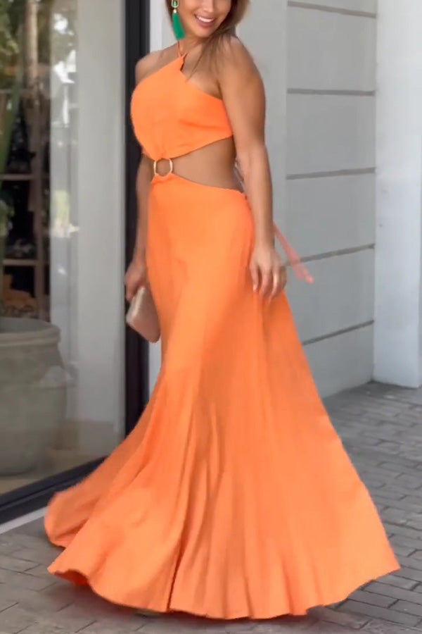 Halter Neck Backless Sleeveless Maxi Dress