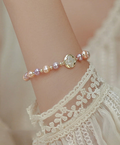 Rainbow Sterling Silver Alloy Pearl Beading Bracelet