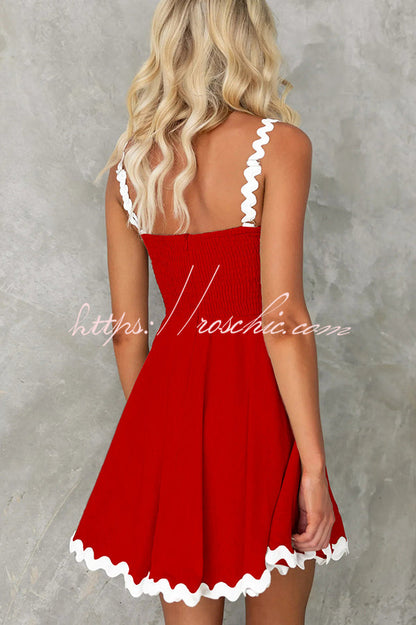 Aimie Color Wavy Lace Suspender Mini Dress