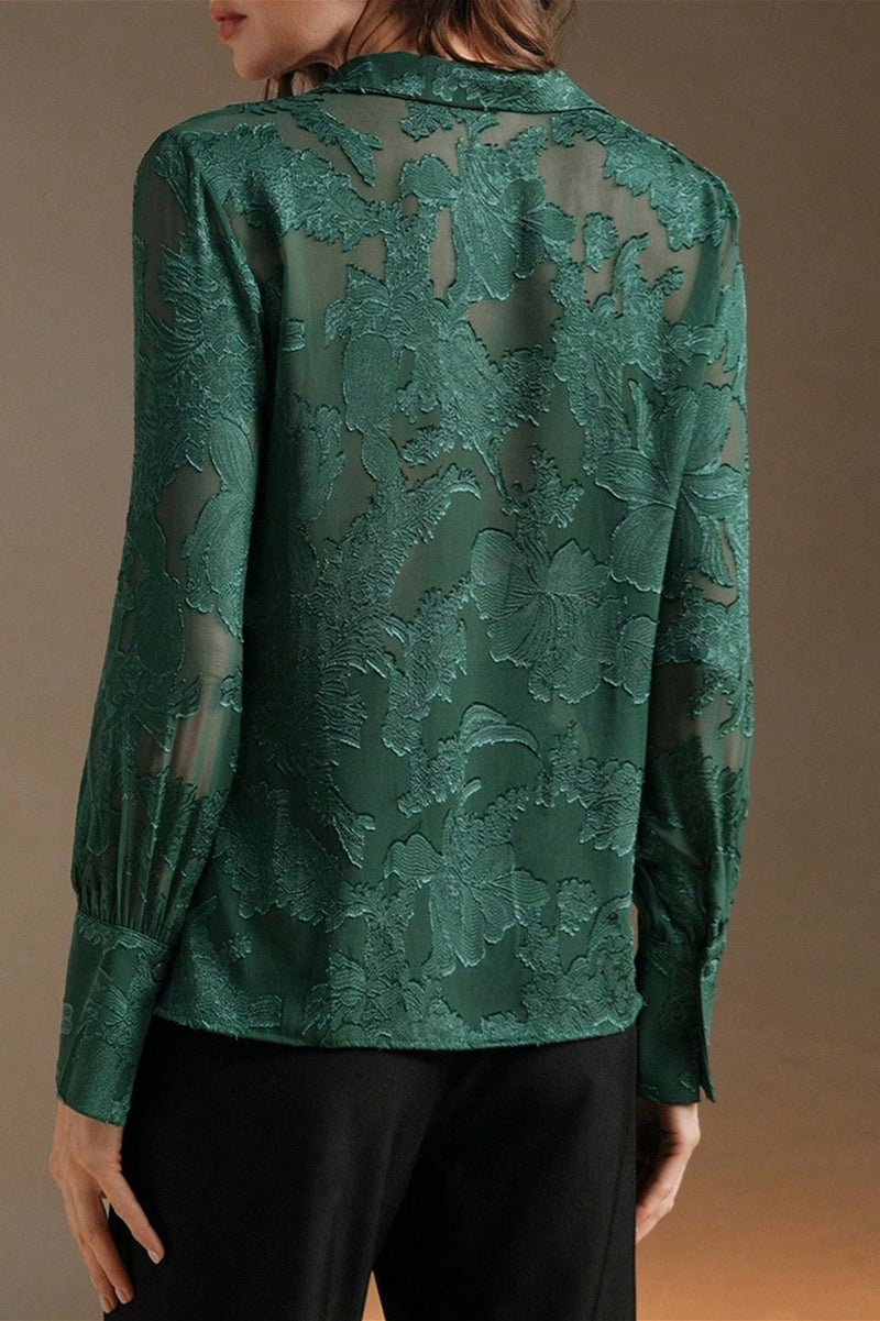 Embroidered Turtleneck Spring-summer Blouse