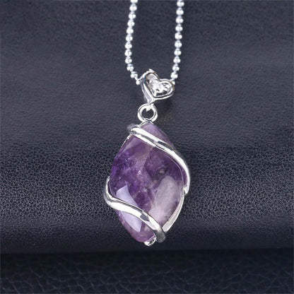 Amethyst Necklace With Natural Marquise Crystal Pendant