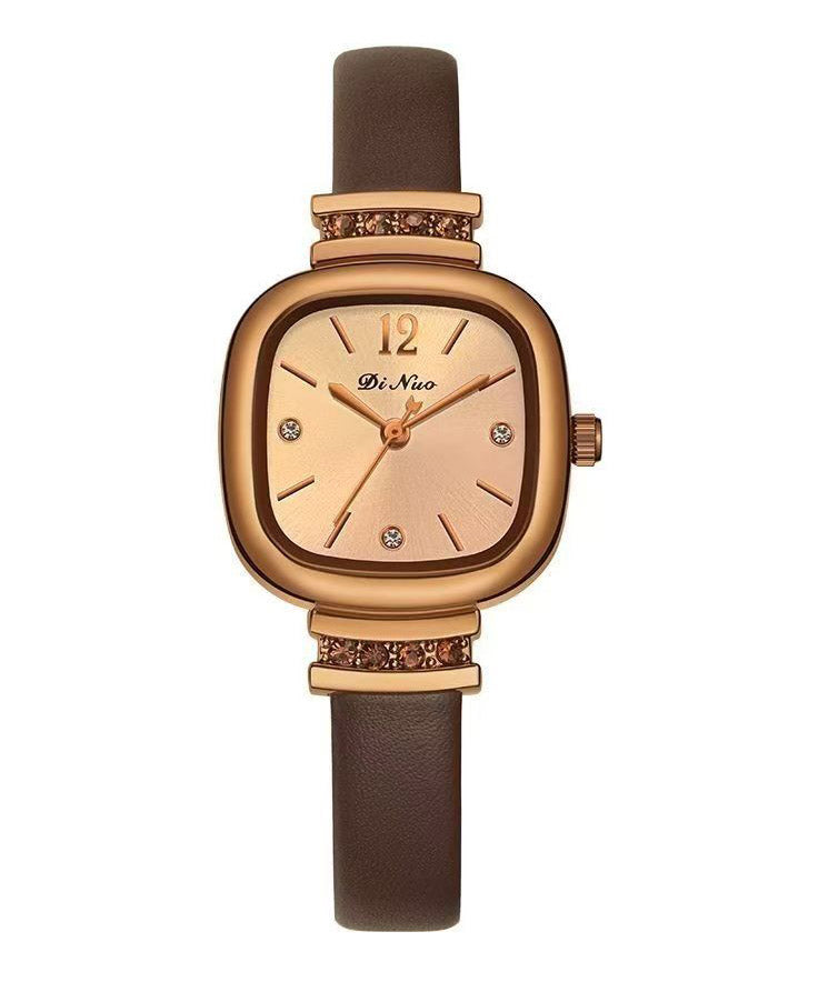 Boutique Alloy Patchwork Leather Quartz Movement Tempered Glass Watches