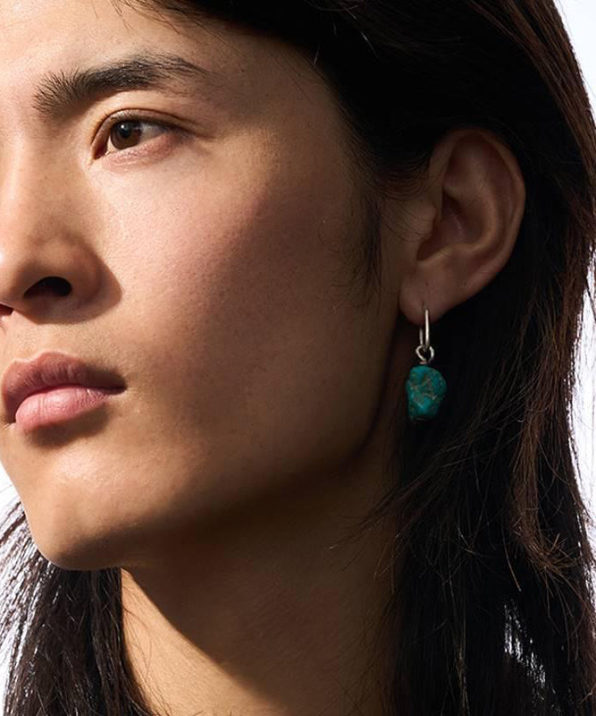 Diy Green Sterling Silver Turquois Single Drop Earrings
