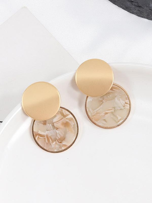 Marble Round Earrings