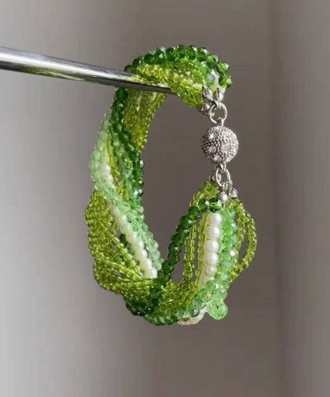Green Crystal Resin Layered Gratuated Bead Necklace