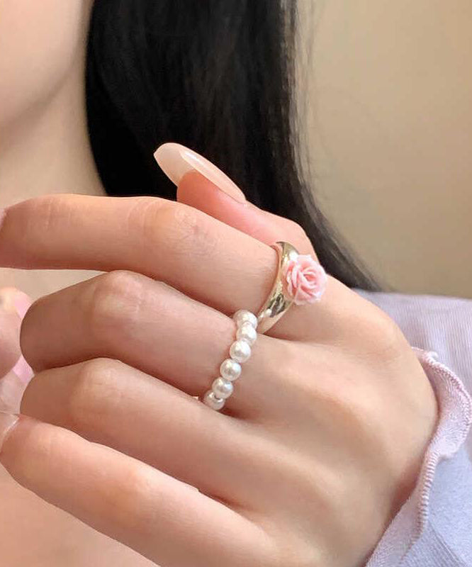 Handmade Alloy Pearl Rings Two-piece Set