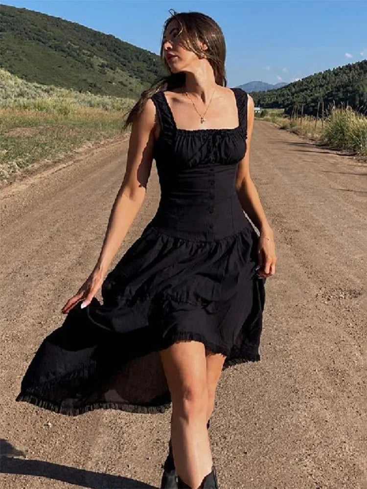 Lace Up Slim Maxi Dresses for High Waist Corset Dress Whitewedding Holiday Folds Dress Woman