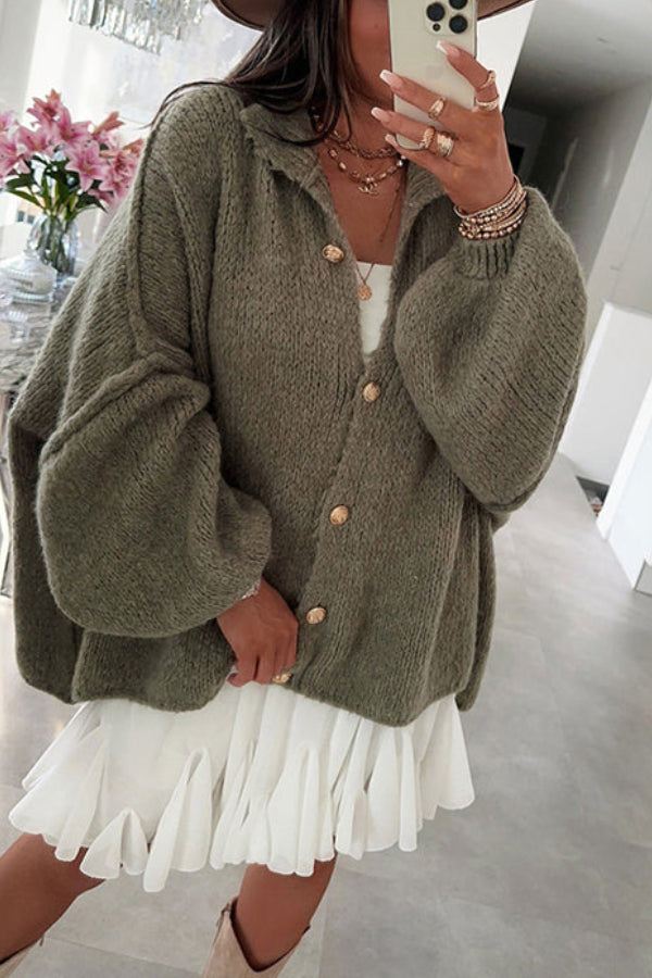 Color Retro Cardigan Bat Sleeve Sweater Cardigan