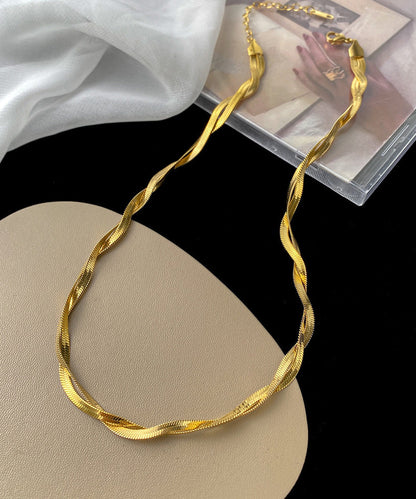 Gold Stainless Steel Overgild Crossing Fried Dough Twists Princess Necklace