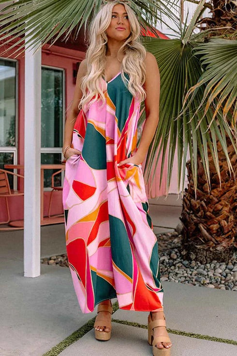 Print Slip Sleeveless Maxi Dress
