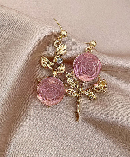 Diy Pink Overgild Acrylic Asymmeticar Drop Earrings