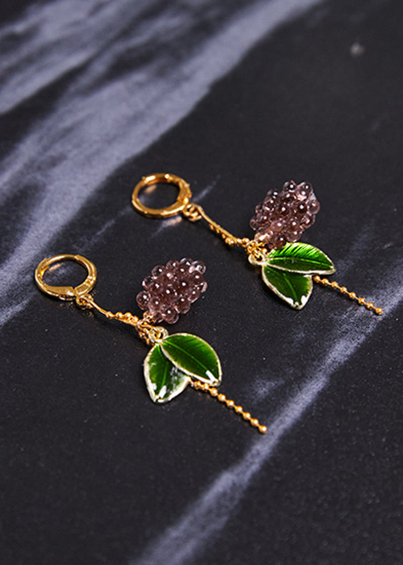 Grapes and Leaves Tassels Drop Earrings