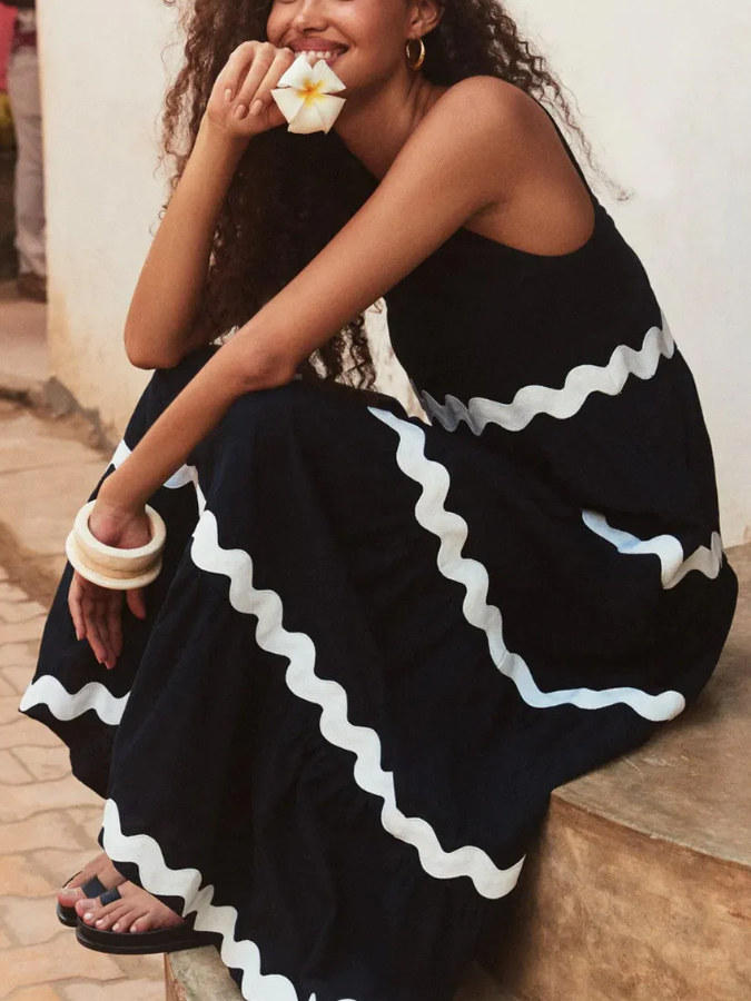 Color Block Vest Long Dress