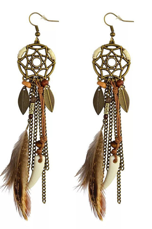 Colorful Feather Tassel Dangle Drop Earrings