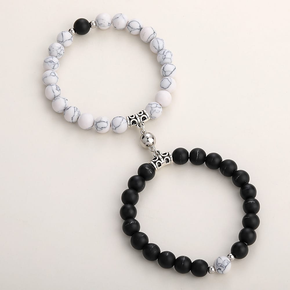 Natural Stone Couple Bracelet Crystal Set (2 Pieces)