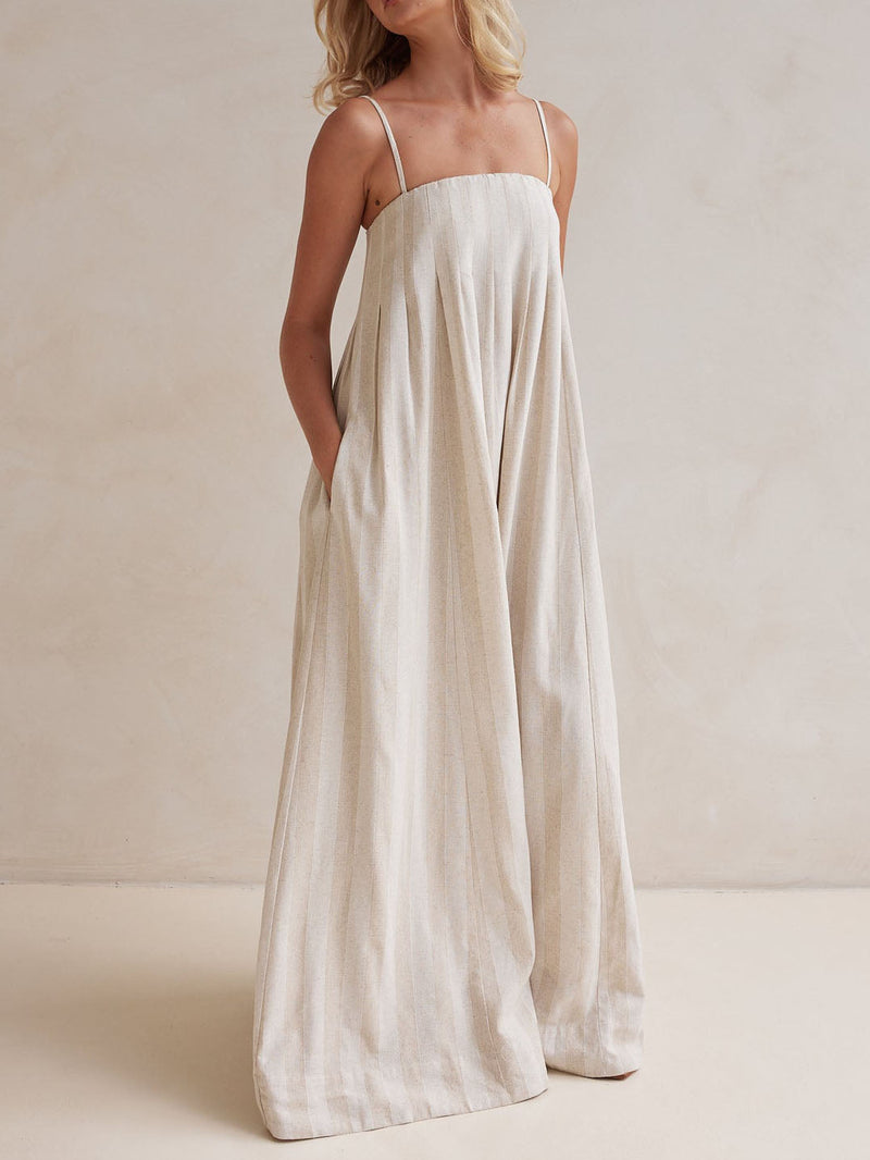 Halter Neck Striped Maxi Dress