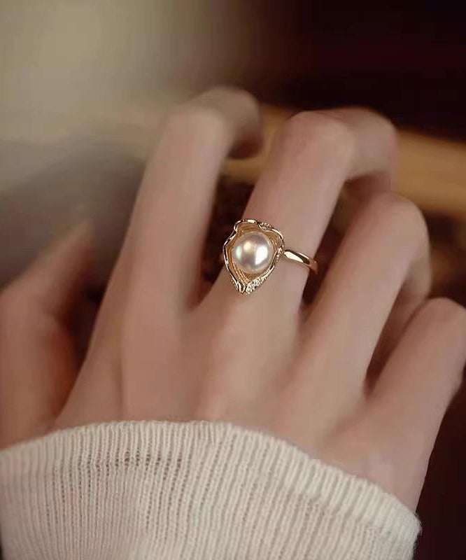 Gold Copper Overgild Pearl Rings