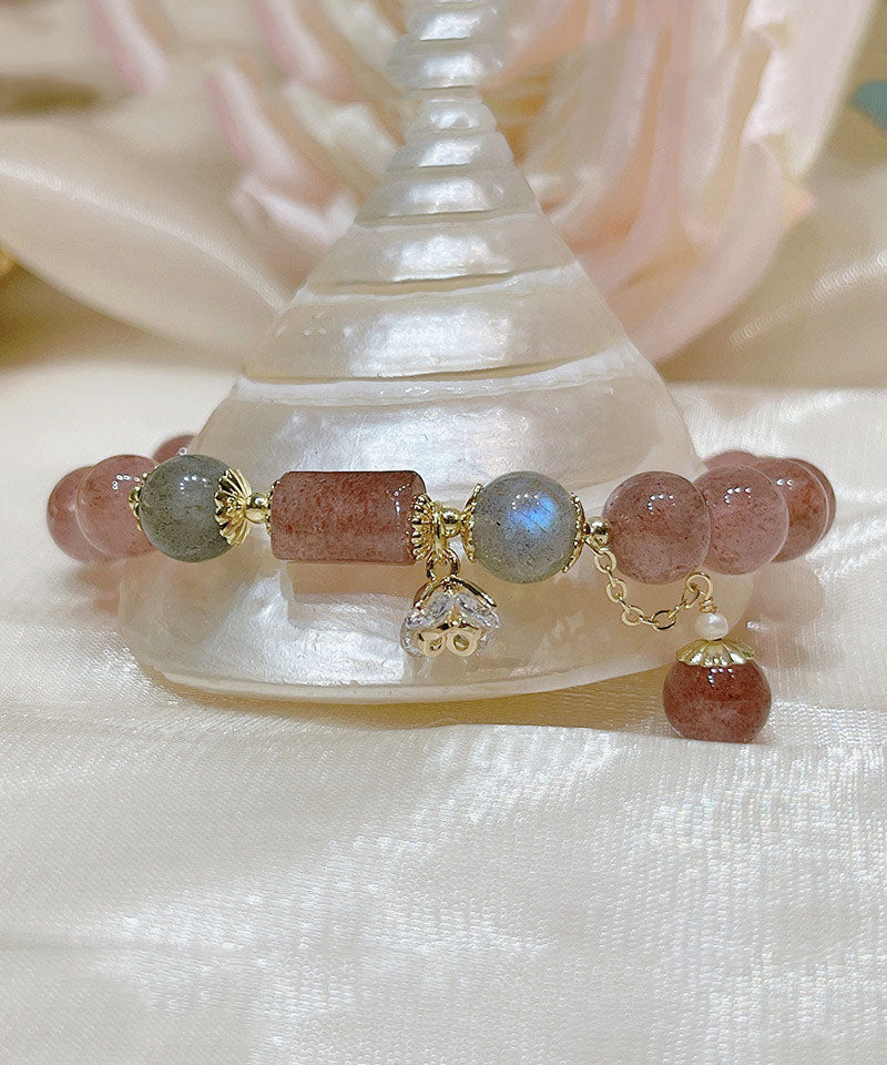 Pink Crystal Beading Charm Bracelet