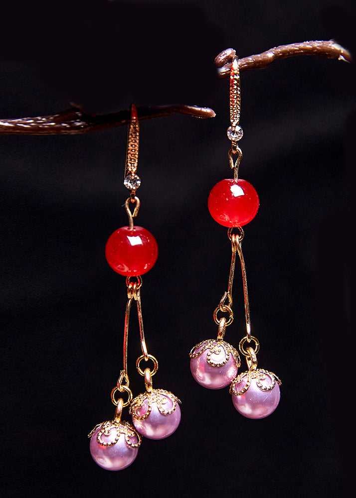 Purple Pearl Zircon Drop Earrings