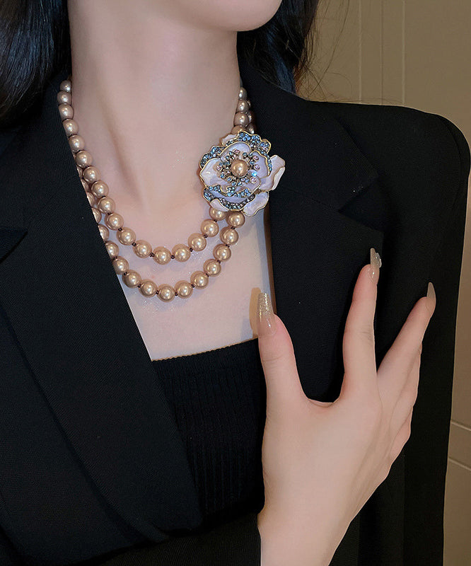 Fine Sterling Silver Alloy Pearl Zircon Pendant Necklace