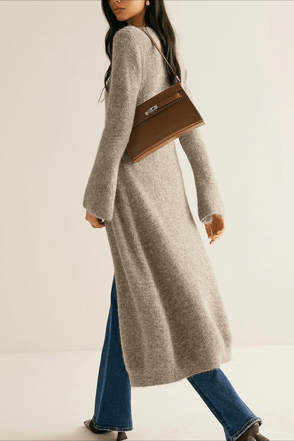 French Retro Long-sleeve Mid-length Knit Cardigan
