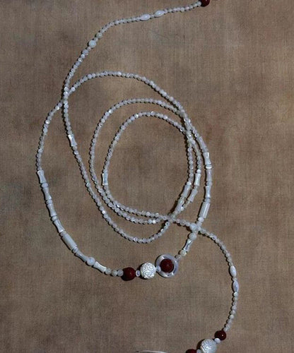 White Alloy Beading Agate Charm Bracelet