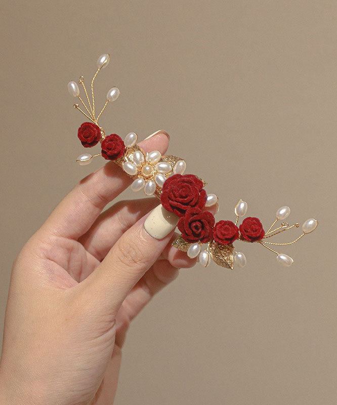 Mulberry Alloy Pearl Rose Hairpin