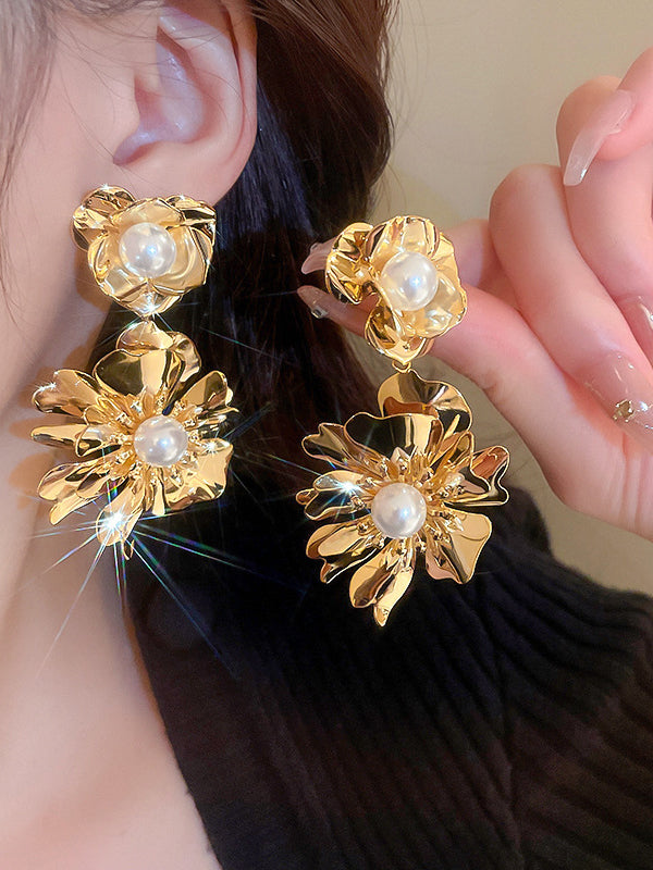 Flower Shape Color Drop Earrings
