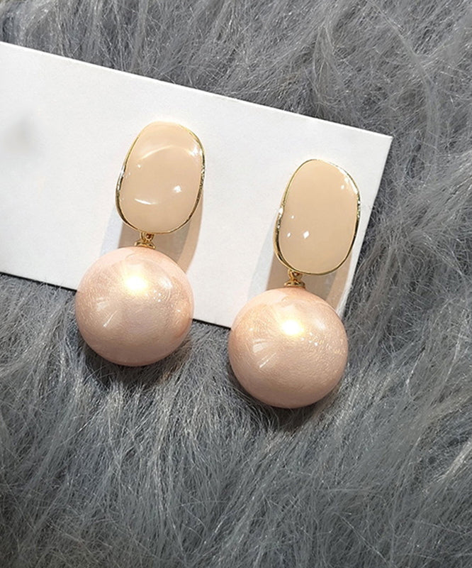 Diy Light Pink Sterling Silver Alloy Pearl Drop Earrings