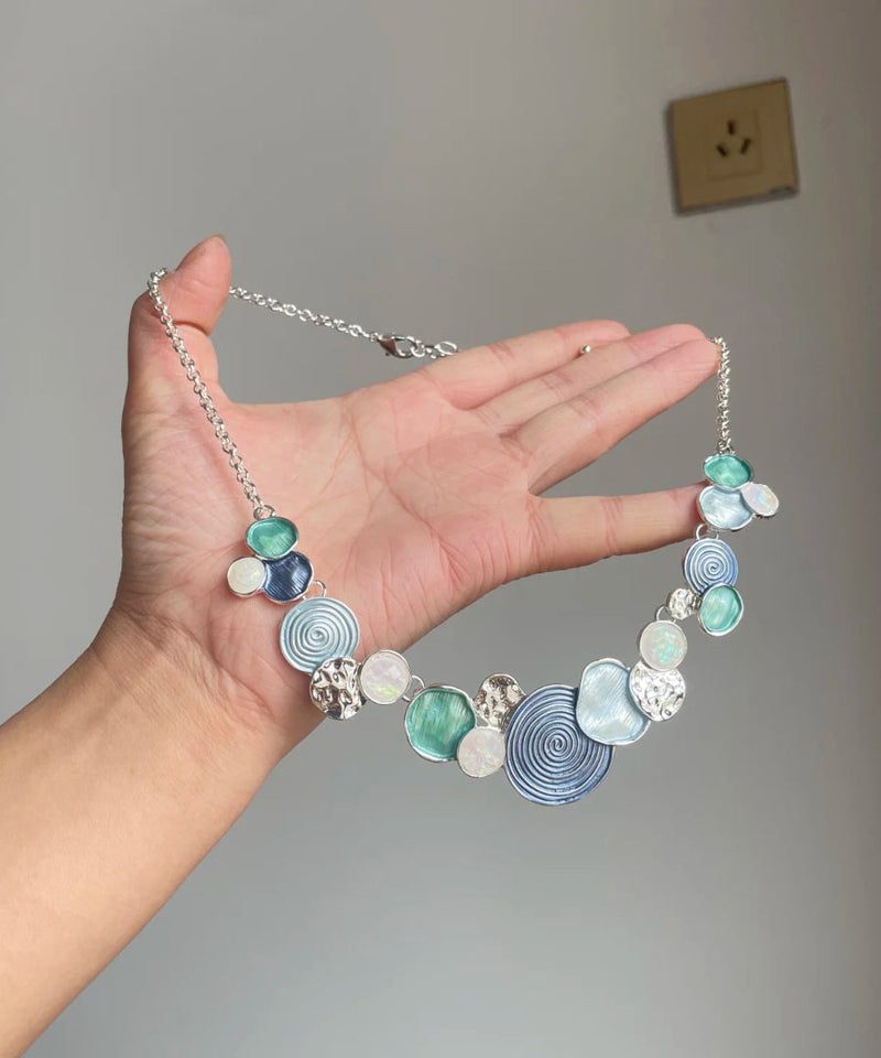 Rainbow Sterling Silver Rose Hollow Out Lariat Necklace