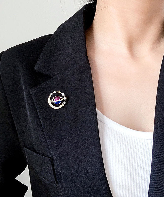 Blue Alloy Zircon Planet Brooches