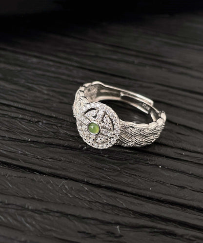 Silk Sterling Silver Jade Hand Woven Lace Rings
