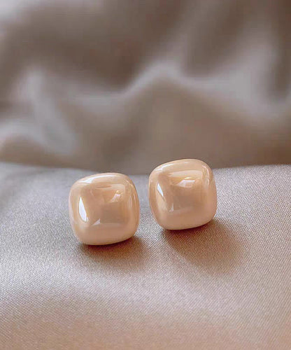 Diy Champagne Copper Alloy Pearl Stud Earrings