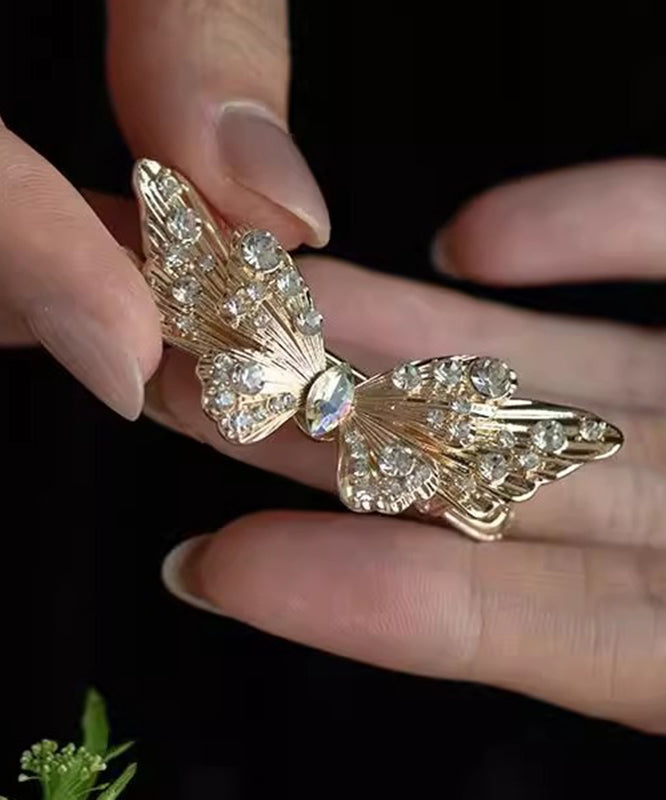 Champagne Alloy Zircon Crystal Butterfly Hairpin