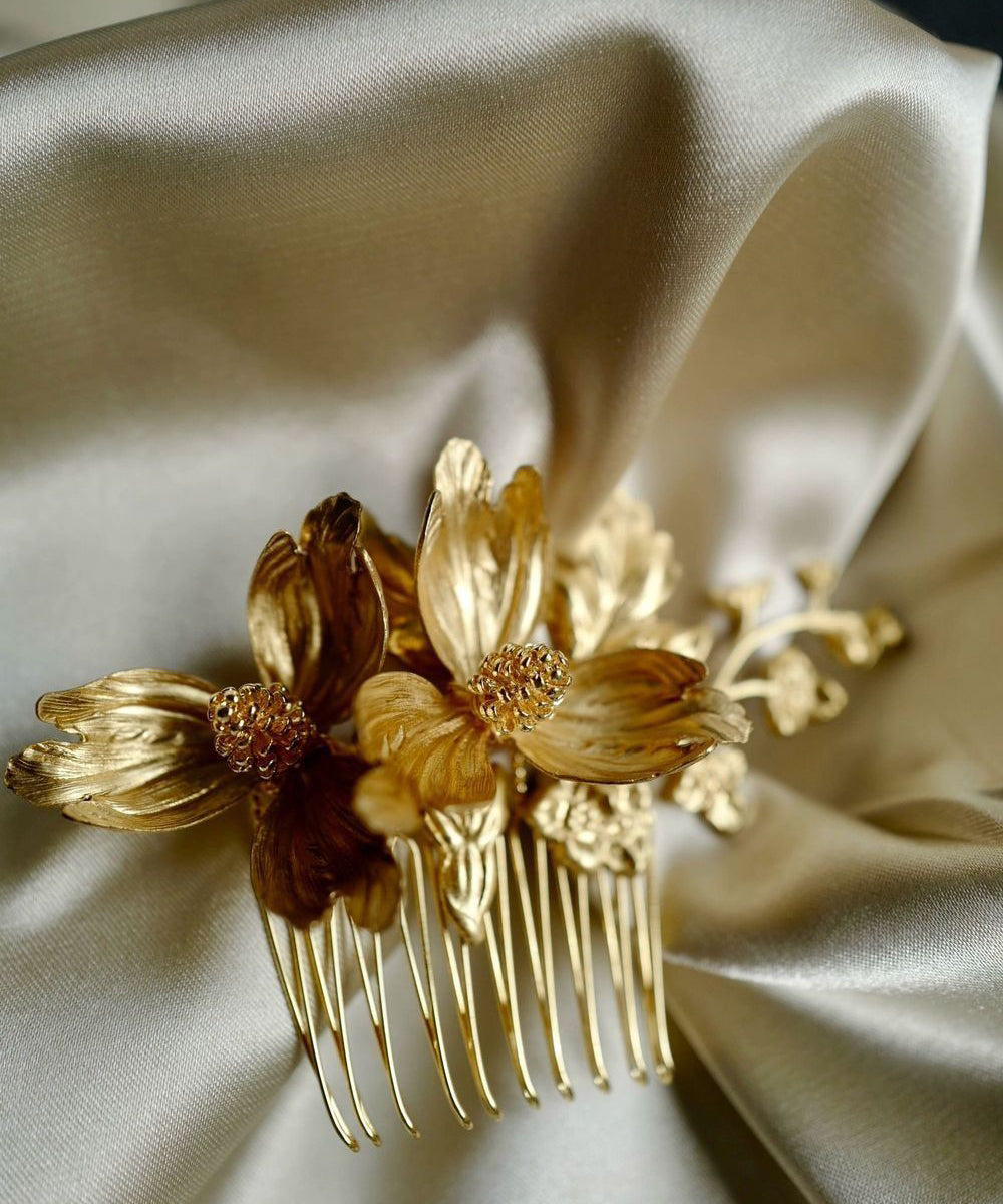 Gold Sterling Silver Overgild Iris Hairpin