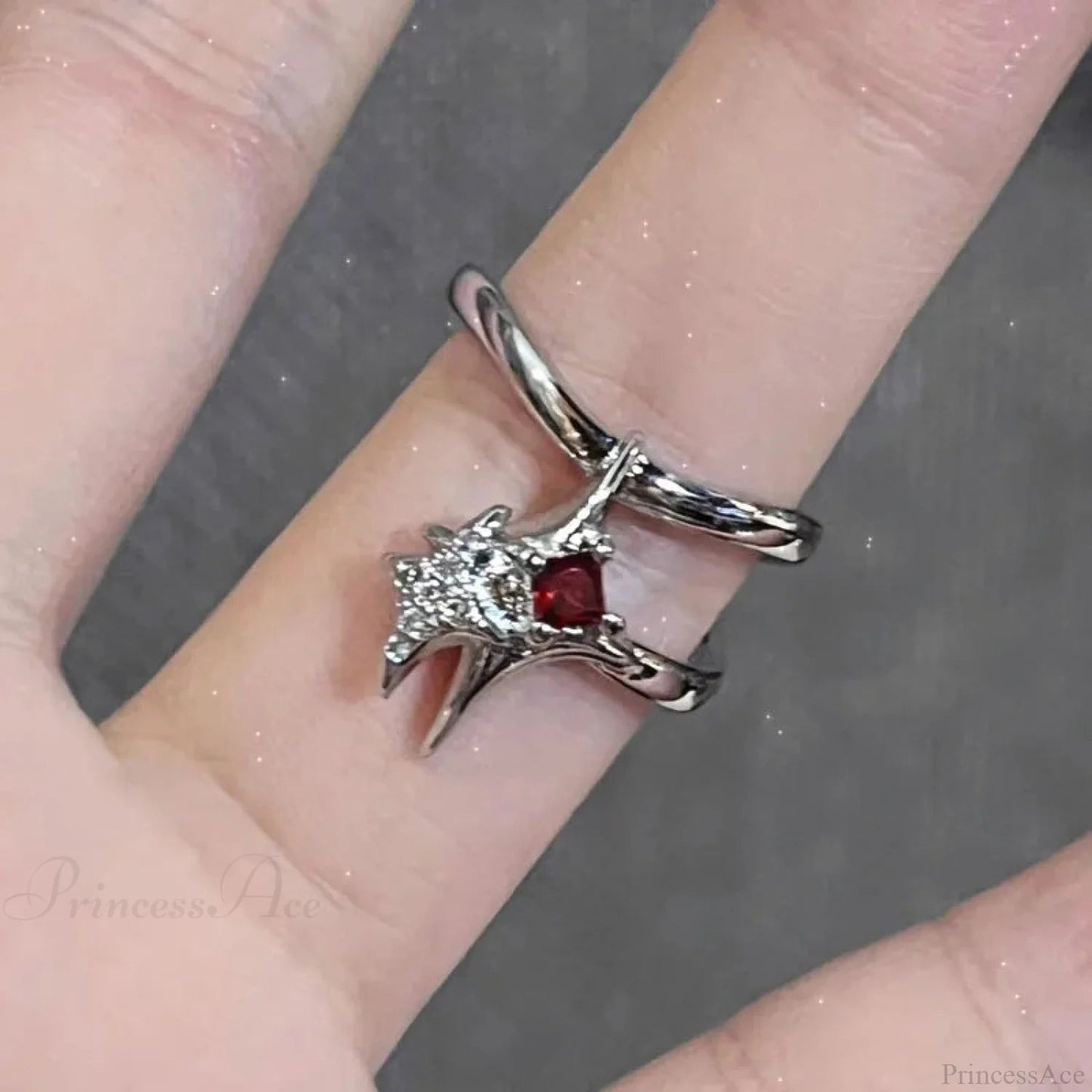 Dark Crimson Crystal Arachnid Celestial Band