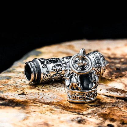 Sterling Silver Vajra Pestle Amulet Pendant Necklace