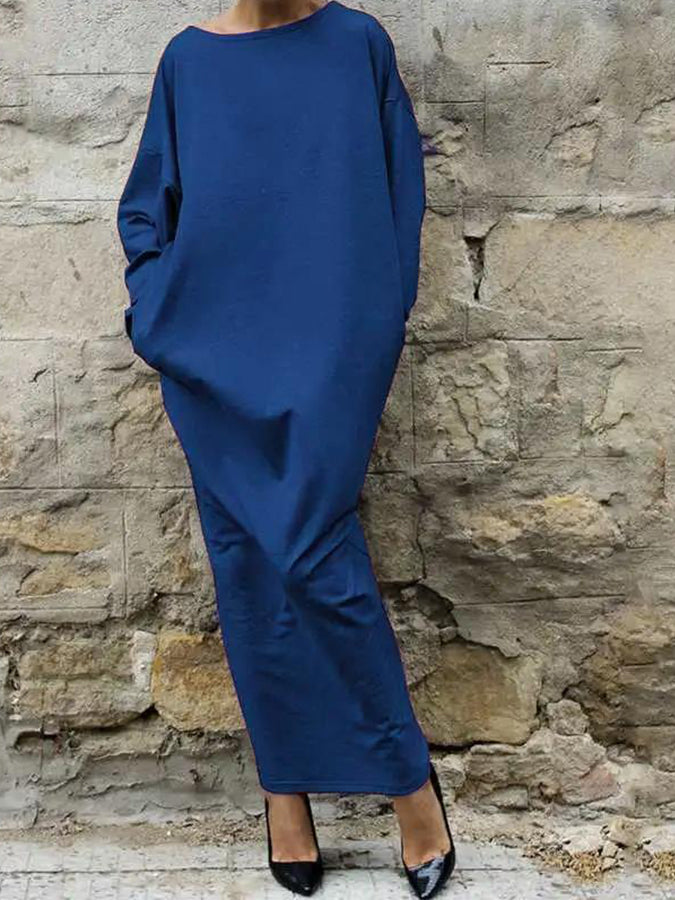 Long Sleeves Round Neck Maxi Dress