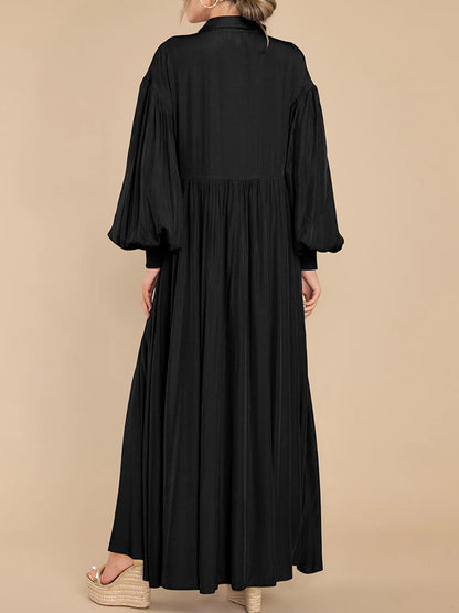 Long Sleeves Buttoned Shirt Maxi Dress