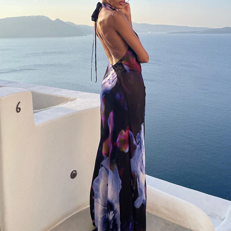 Printed Holiday Maxi Dress