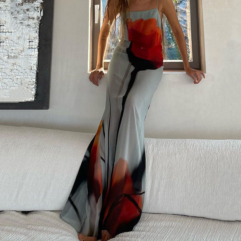 Printed Holiday Maxi Dress