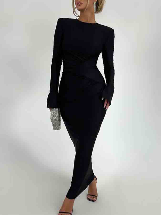 Long Sleeves Slim Maxi Dress