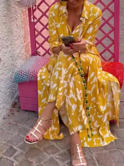 Long Sleeves Printed Blouses and Pants Sets