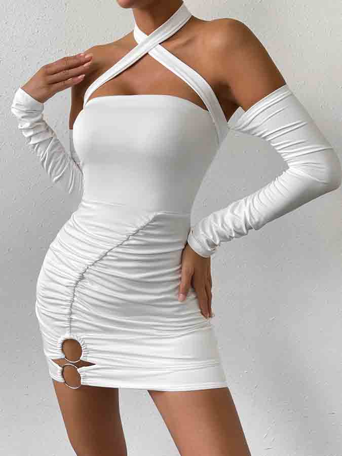 White Hlater Slim Mini Dress